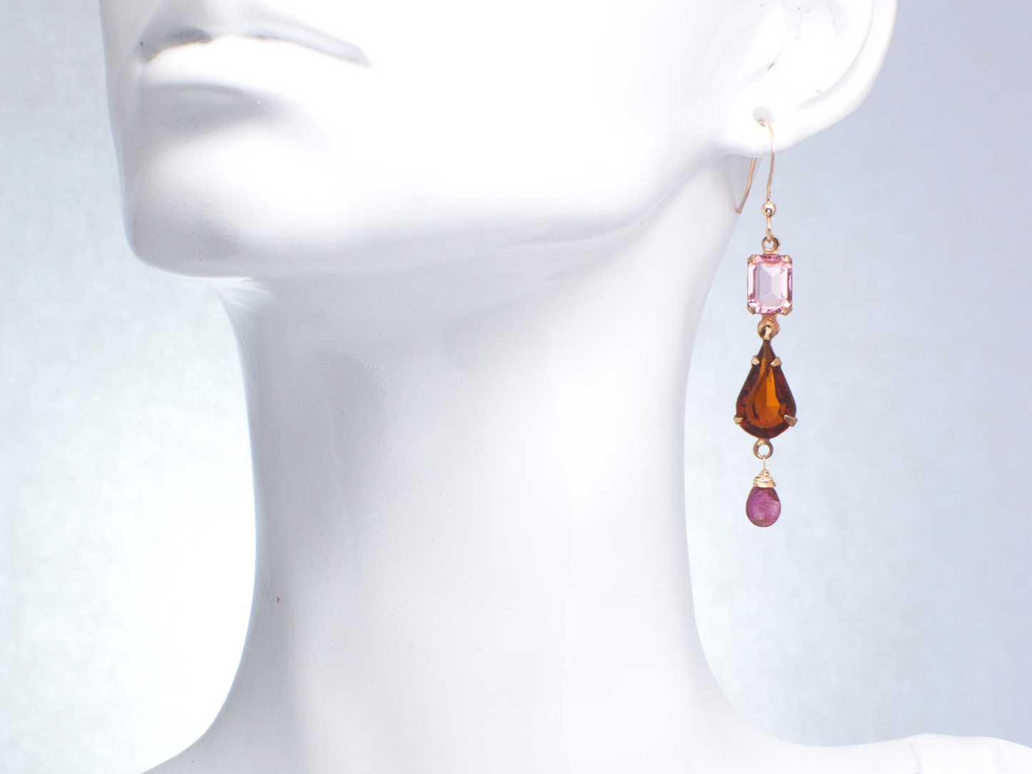 Bellamira Rose Gold Earrings | Vintage Stones & Swarovski Crystals