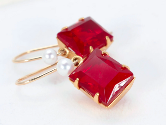 Juliet | Vintage Red Crystal Earrings