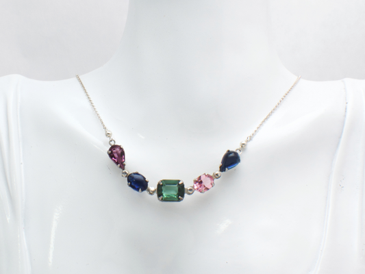 Aurora Necklace | Multi Color, Multi Stone Vintage Crystal Necklace