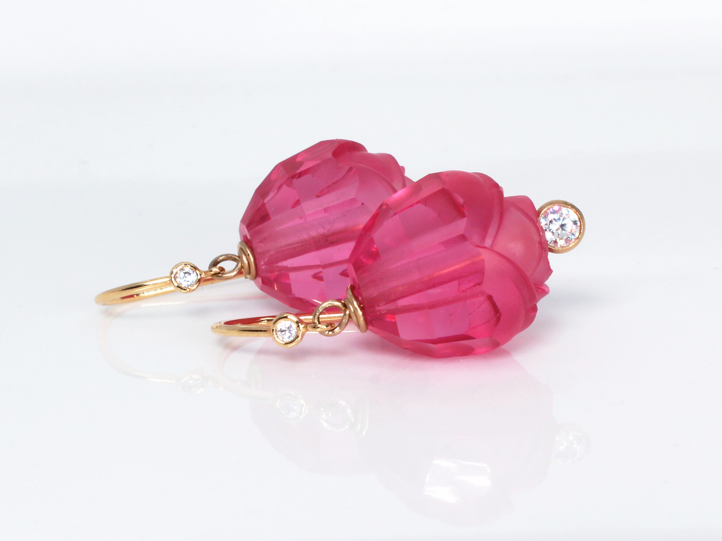 Vintage 1930's Crystal Pink Rose Bead Earrings