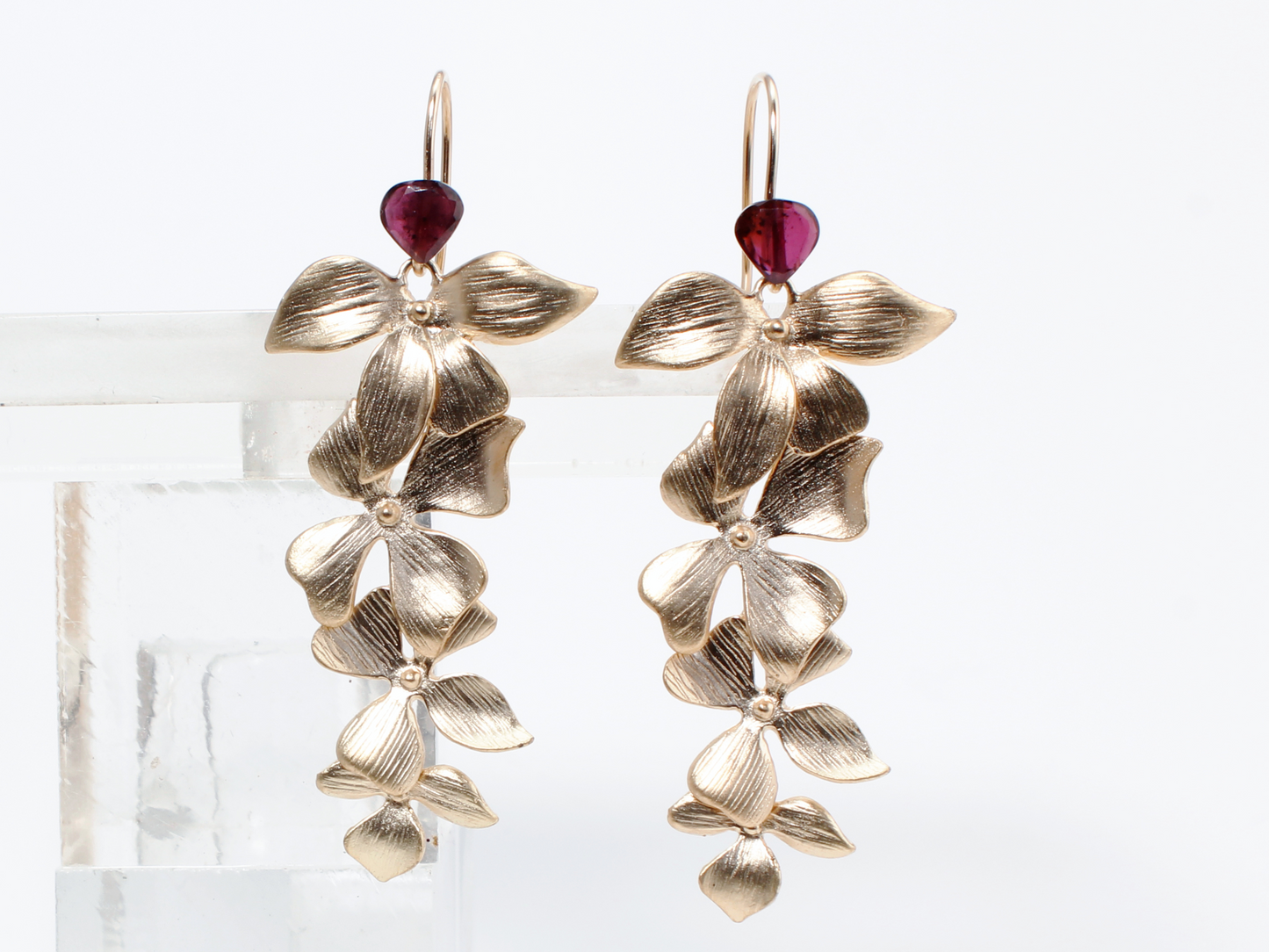 Cascading Orchid Earrings w/ Heart Garnet