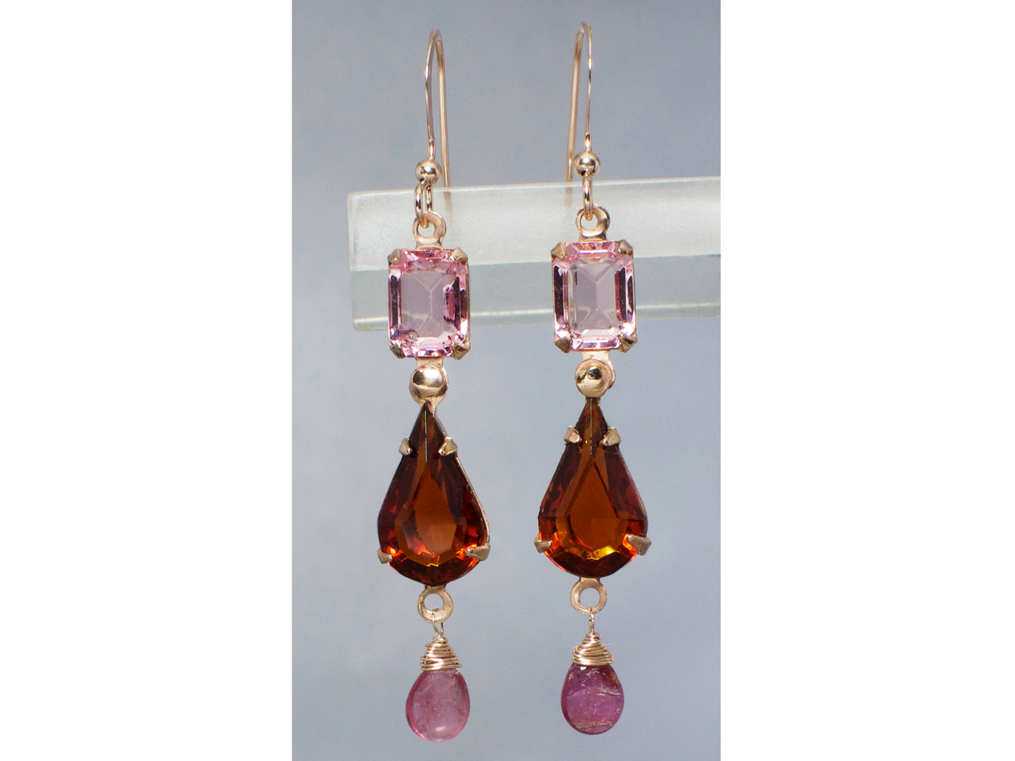 Bellamira Rose Gold Earrings | Vintage Stones & Swarovski Crystals