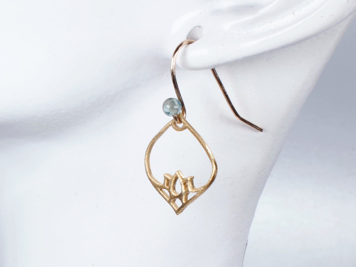 Blue Apatite, Lotus Earrings