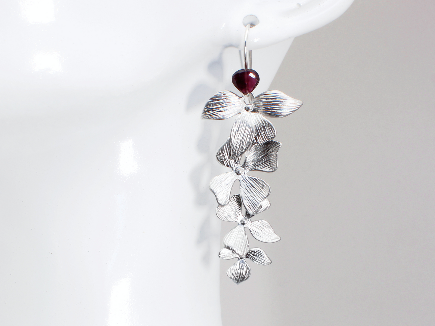 Cascading Orchid Earrings w/ Heart Garnet