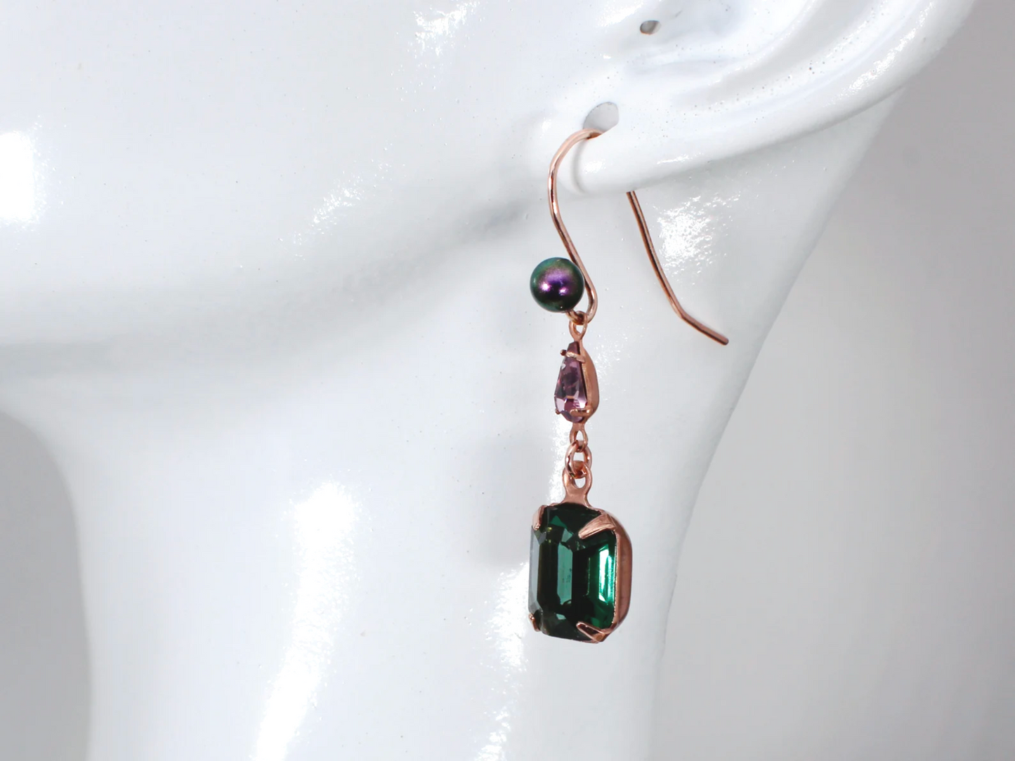 Cora Earrings | Bold, Green & Purple Vintage Crystal