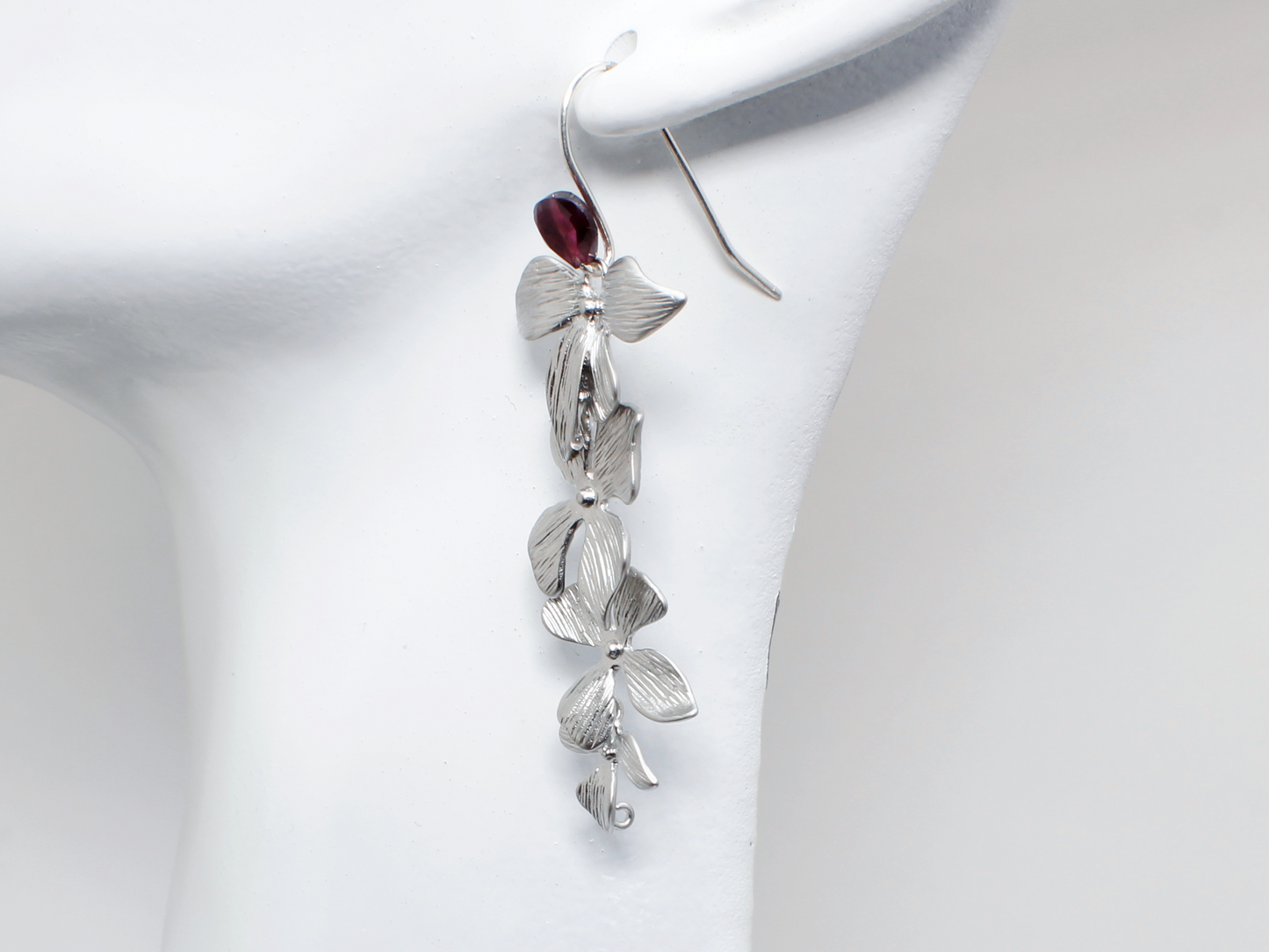 Cascading Orchid Earrings w/ Heart Garnet