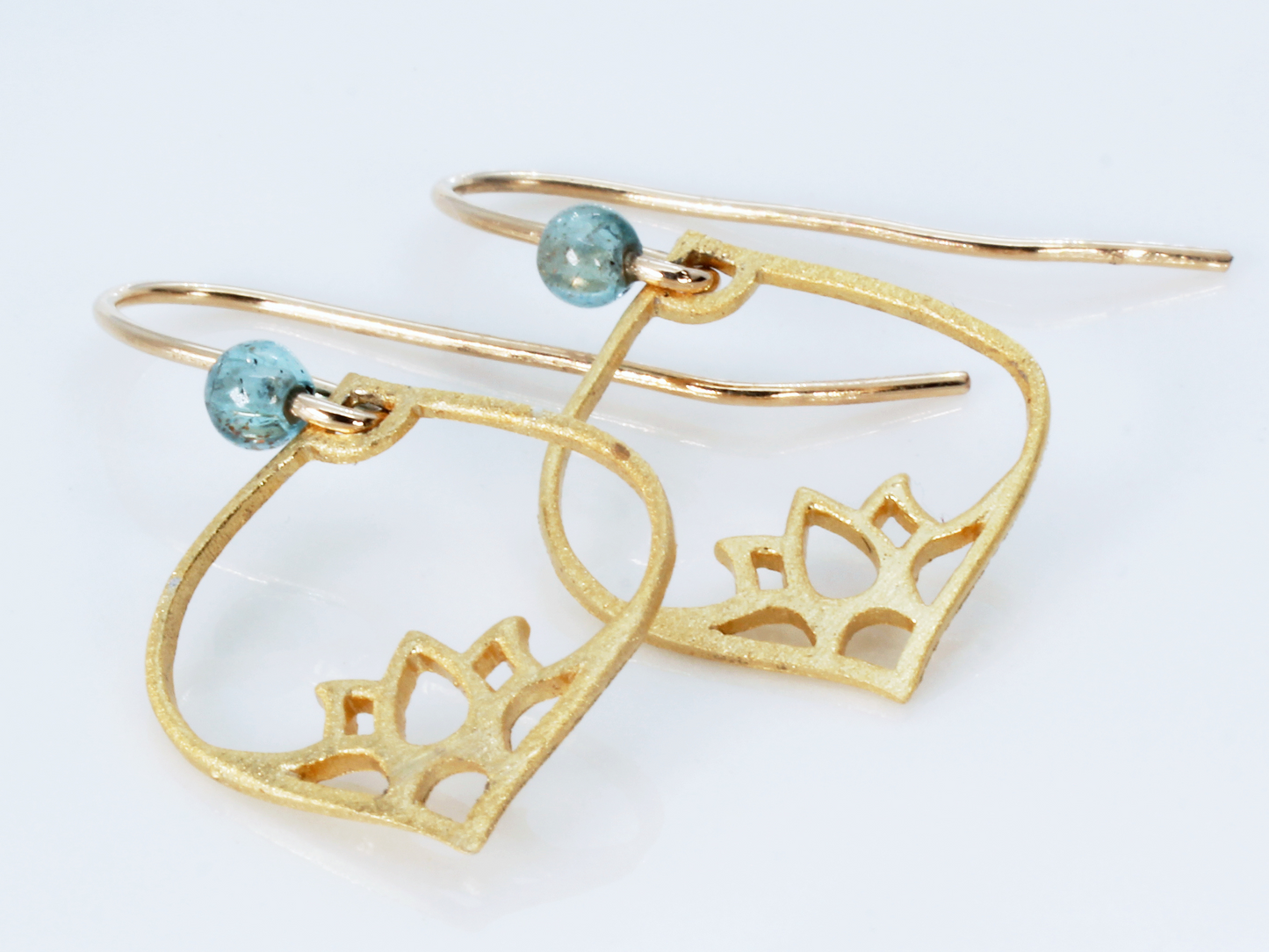 Blue Apatite, Lotus Earrings