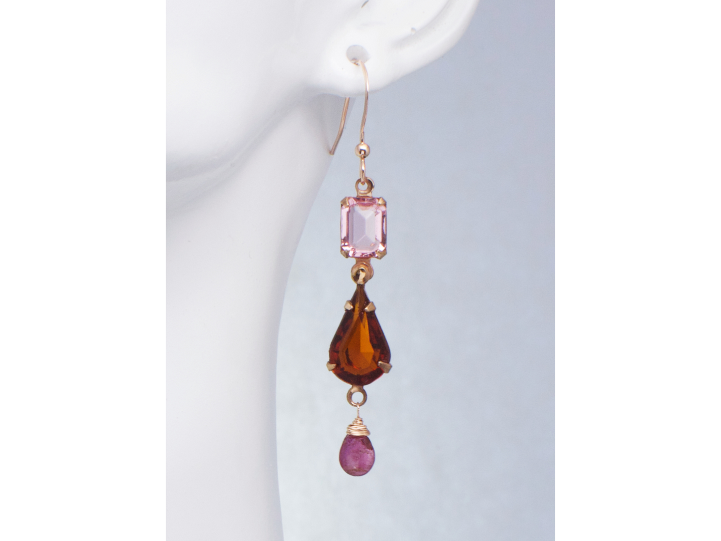 Bellamira Rose Gold Earrings | Vintage Stones & Swarovski Crystals