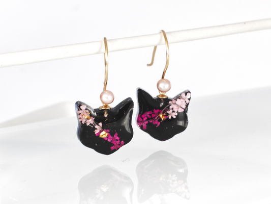 Luci | Floral Kitty Face Earrings