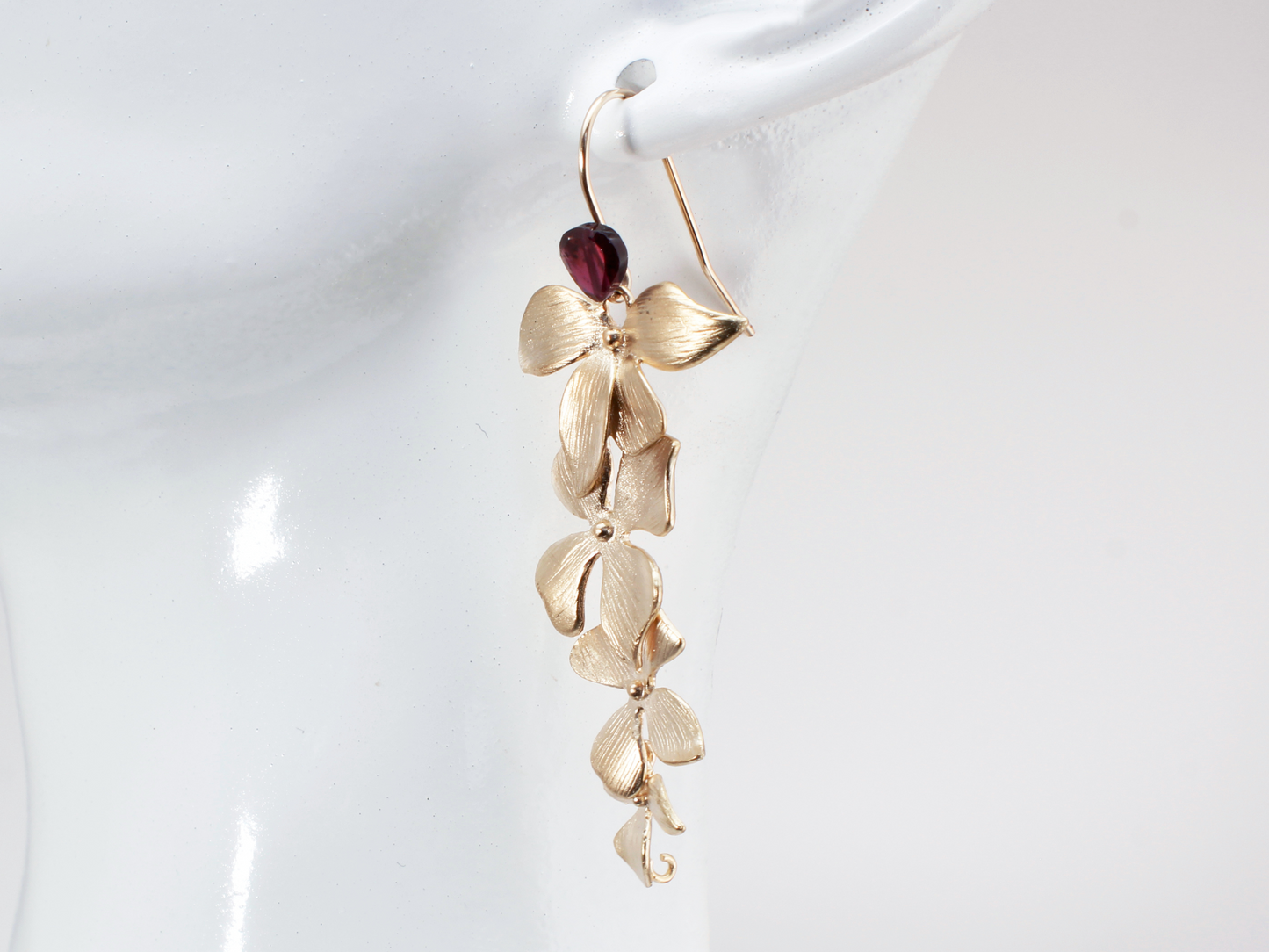 Cascading Orchid Earrings w/ Heart Garnet