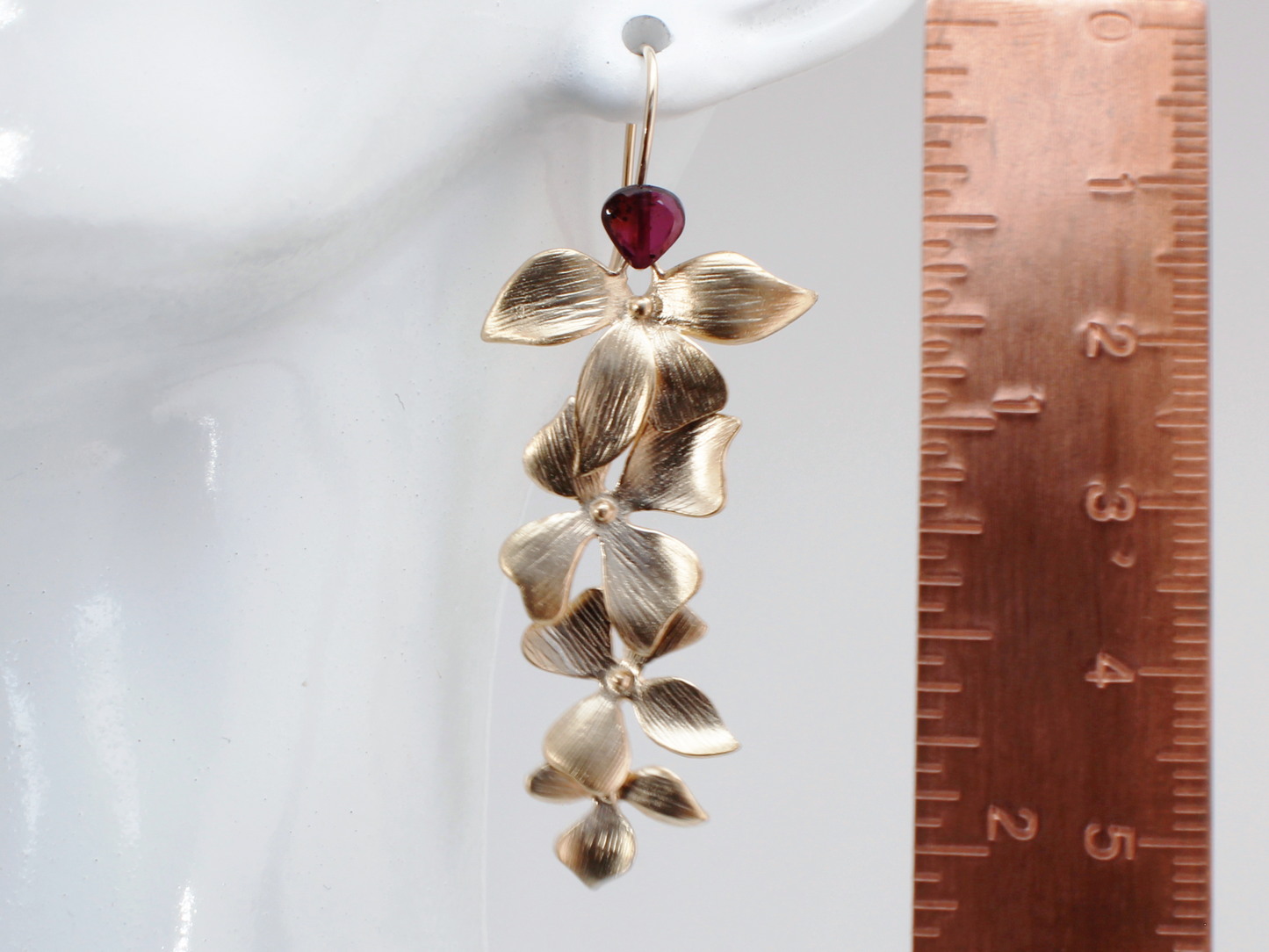 Cascading Orchid Earrings w/ Heart Garnet