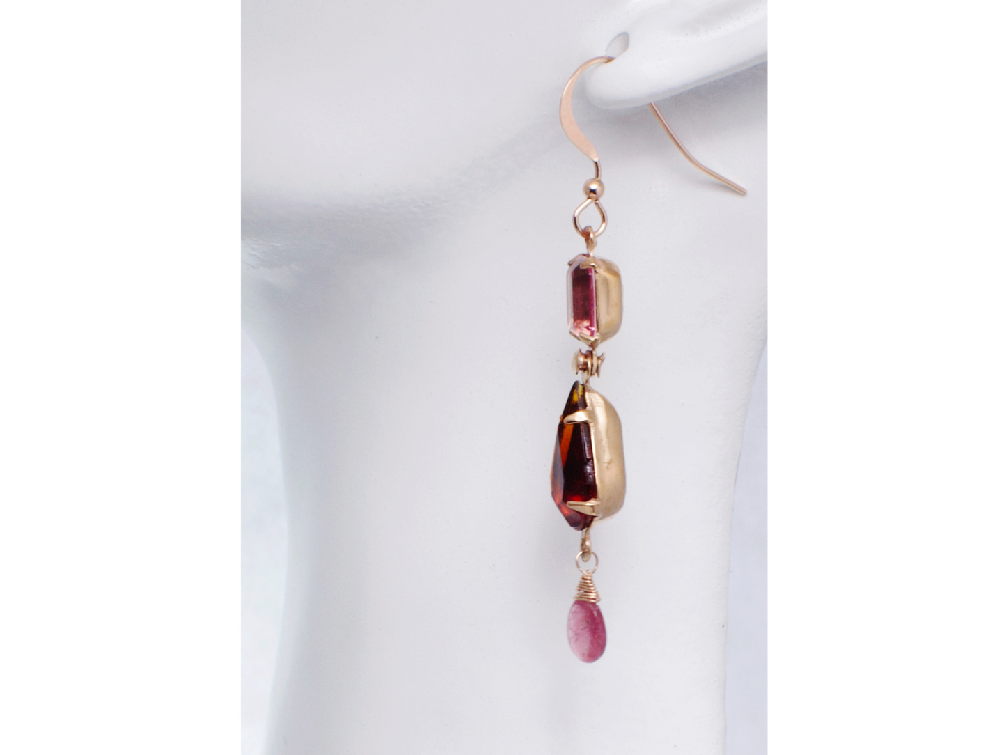 Bellamira Rose Gold Earrings | Vintage Stones & Swarovski Crystals