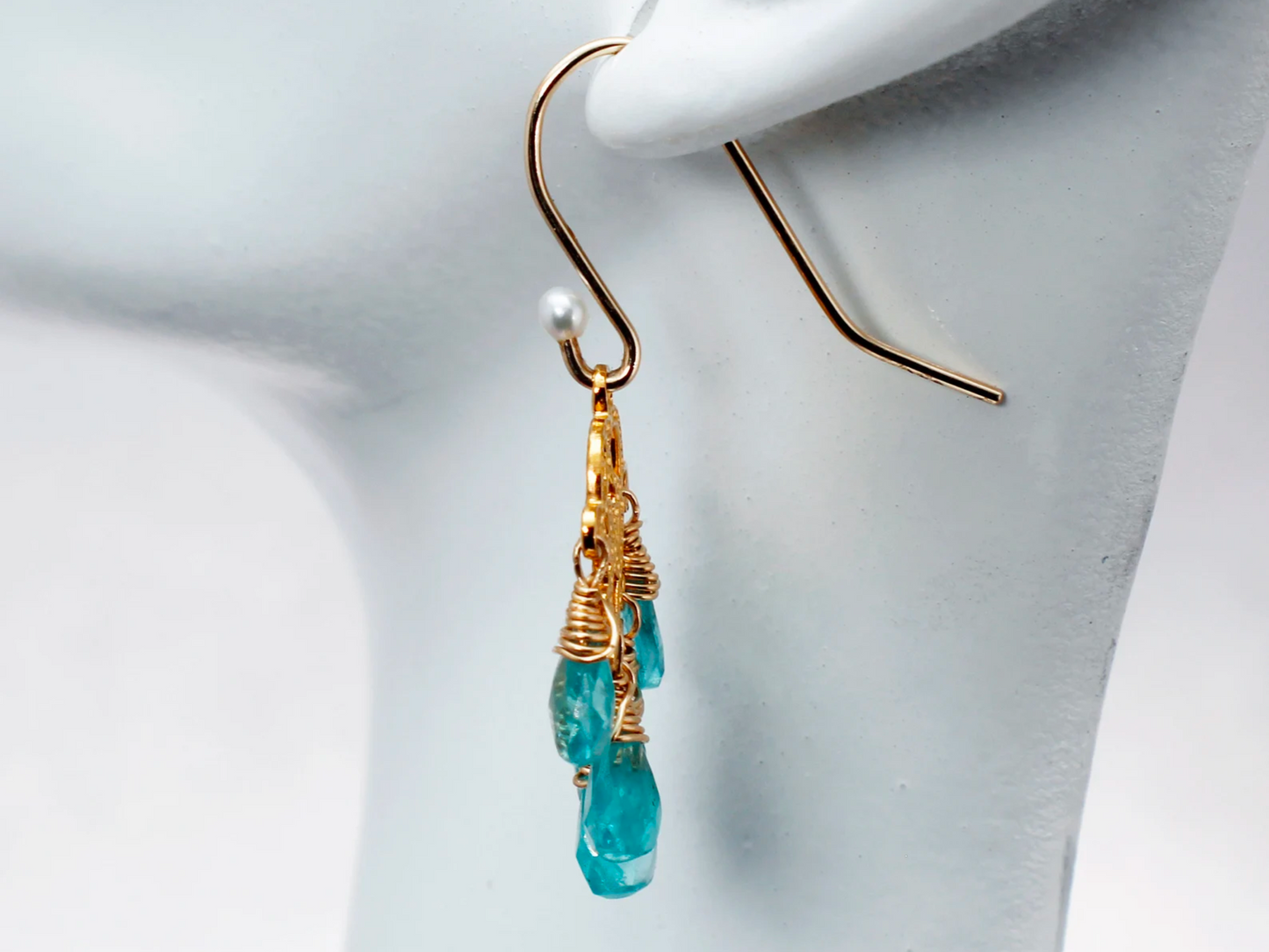 Blue Teardrop Apatite Chandelier Earrings