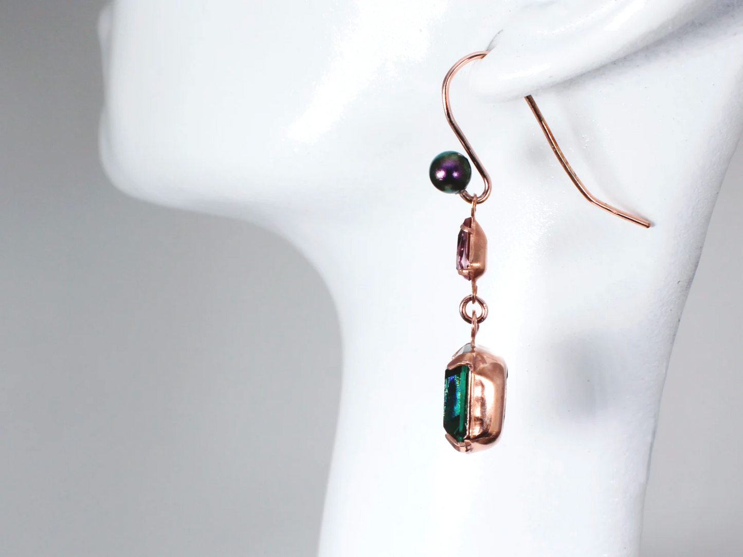 Cora Earrings | Bold, Green & Purple Vintage Crystal