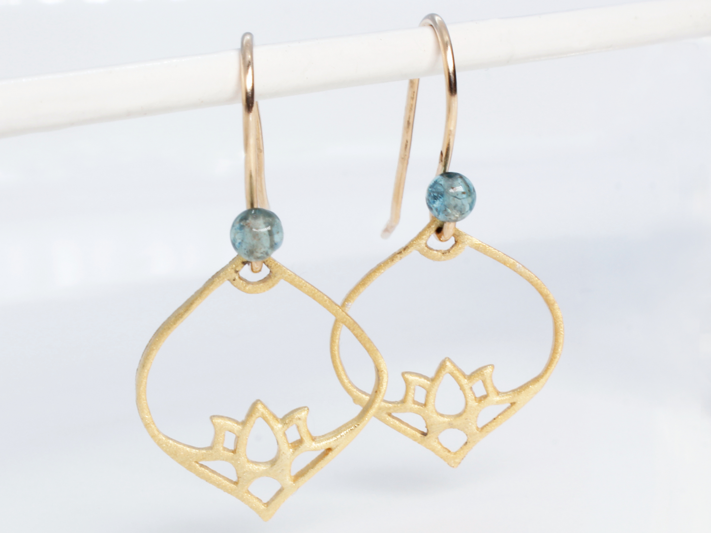 Blue Apatite, Lotus Earrings