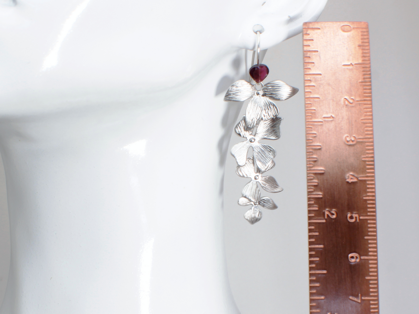 Cascading Orchid Earrings w/ Heart Garnet