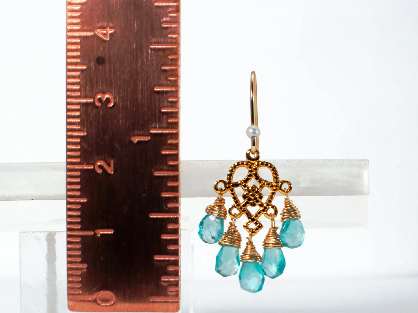 Blue Teardrop Apatite Chandelier Earrings