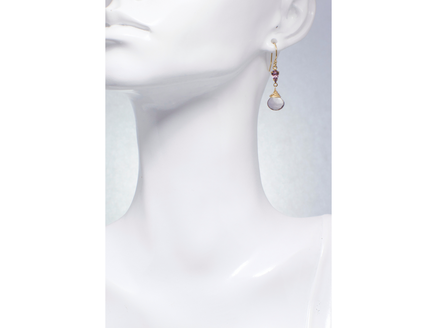 Adaline Earrings | Vintage Teardrop Stone w/ Pink Hydroquartz Briolette