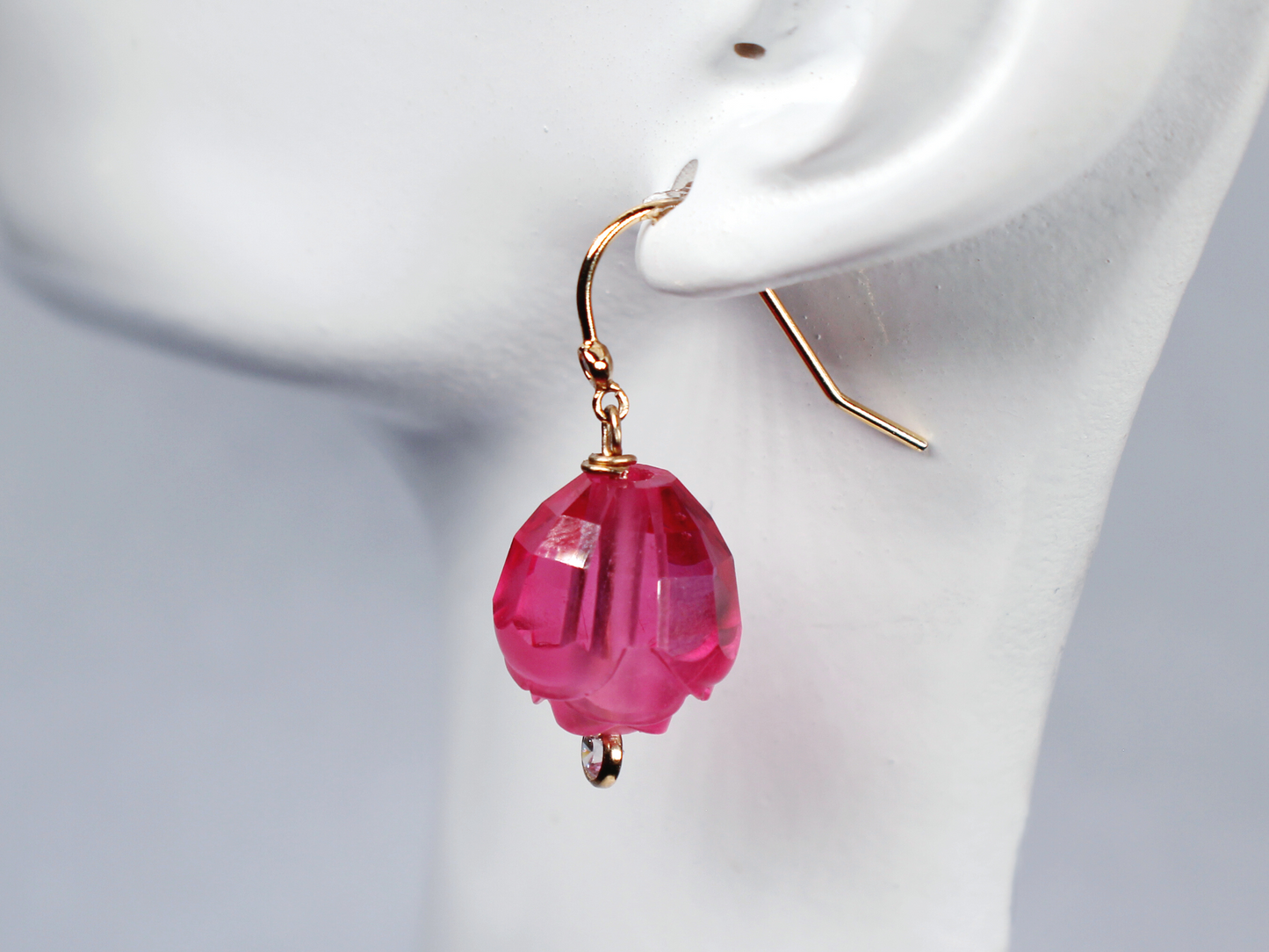 Vintage 1930's Crystal Pink Rose Bead Earrings